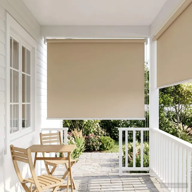 vidaXL Buitenrolgordijn UV-bescherming Beige 60 x 140 cm (B x H)