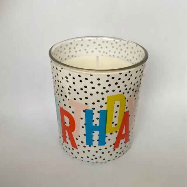Spaas Kaarsen Kaars in glas Colourful Birthday wit