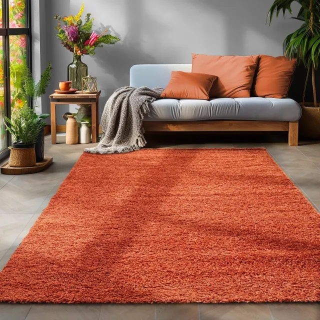 Muratap Basic Shaggy vloerkleed Terra / Oranje Hoogpolig- 80x250 CM