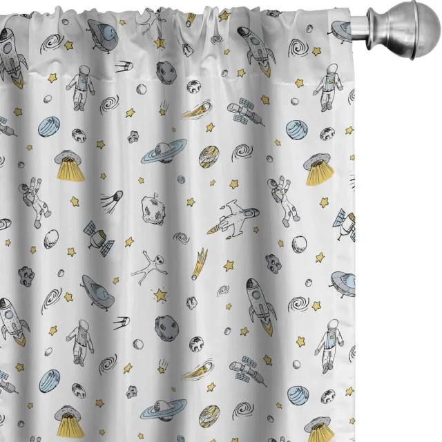 ABAKUHAUS Cosmos Doodle – 2x75x175 cm – microvezel, halverduisterend Blassblauw