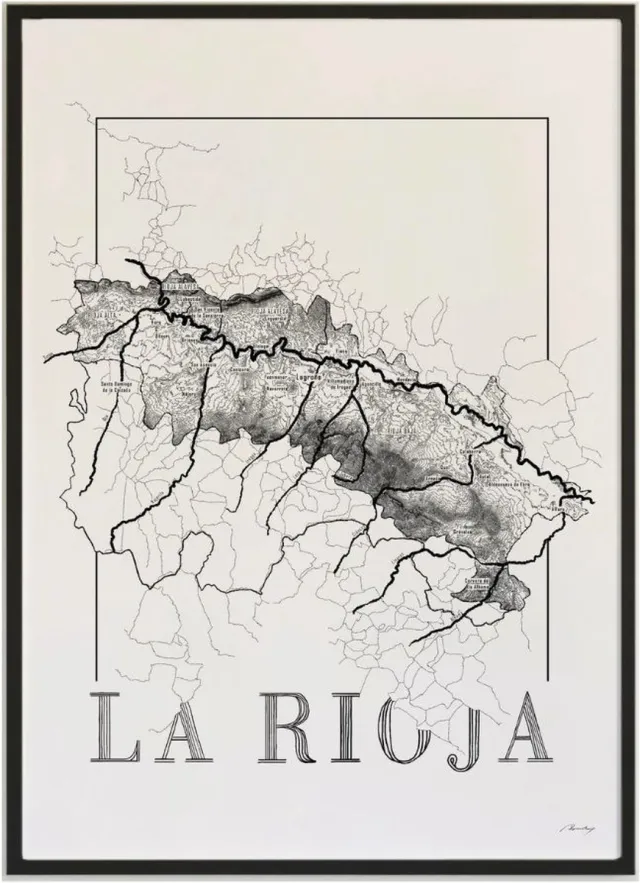 Brushery Poster wijnkaart - Rioja - zwart wit - wijnliefhebber zwartwit
