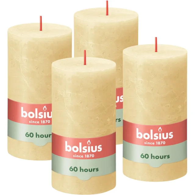 Bolsius Rustieke Kaars - 4 Stuks - Oat Beige - 13cm - 60 branduren