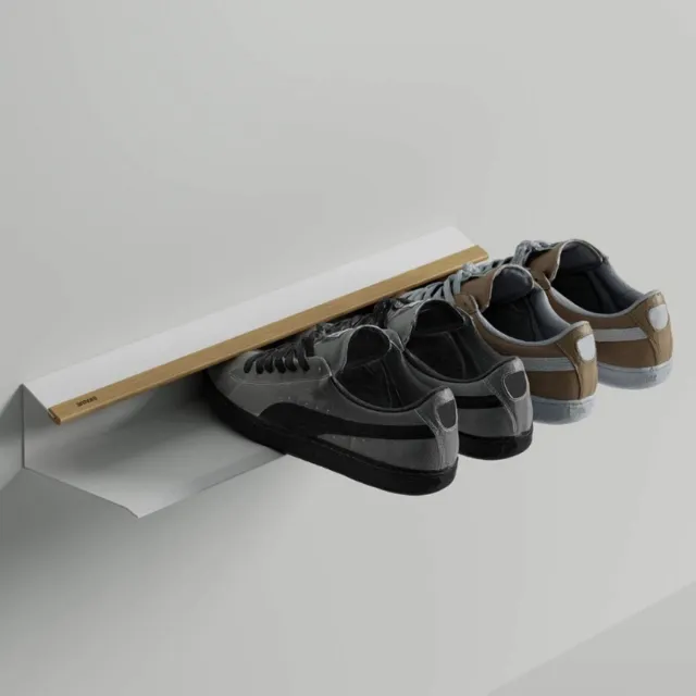 BOG Schoenenrek Set - 42 x 14 x 8 cm - Ruimtebesparend Slim Schoenenrek - Robuust En Elegant - Modern Design - Eenvoudig Te Monteren - Leisteengrijs - Set Van 2