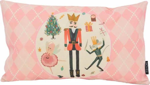 NOVÉE Kerst Notenkraker Roze Kussenhoes | 30 x 50 cm | Katoen/Linnen