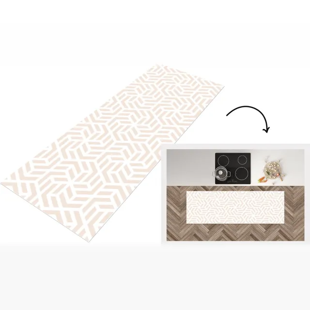 KitchenYeah Keukenloper - Loper keuken - Beige - Geometrie - Patronen - Abstract - Keukenloper vinyl Multicolor