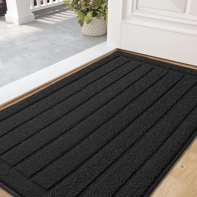 Unyqoos Absorberende en Antislip Deurmat voor Binnen met Eenvoudige Reiniging 50 x 90 cm Zwart