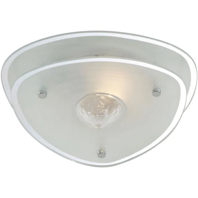 Globo Plafondlamp kristal glazen plafondlamp woonkamerlamp hallamp, metaal chroom, gesatineerd glas, 1x E27, LxBxH 28 x 28 x 10 cm Duidelijk