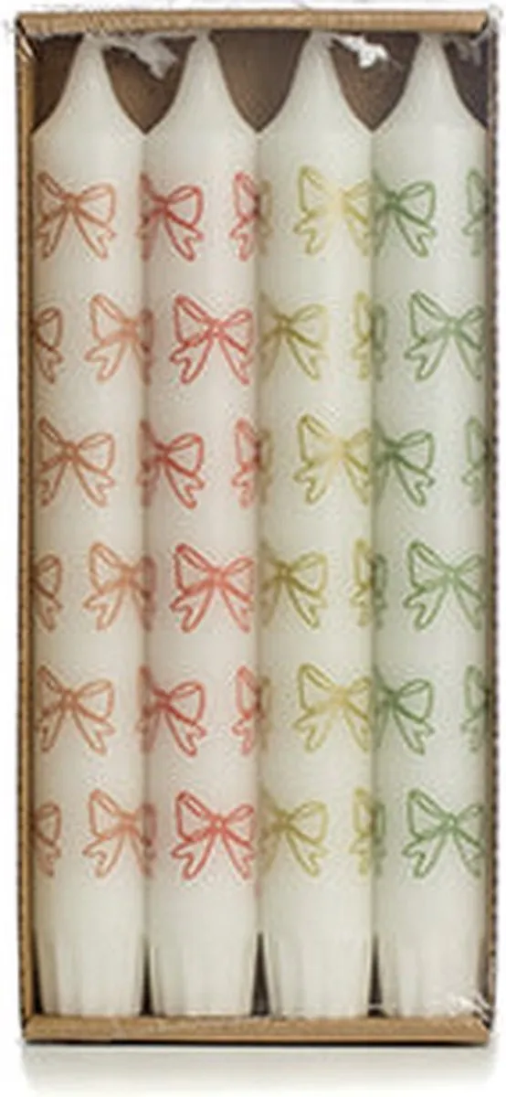 Rustik Lys Dinerkaarsen 'Strik' - Set van 4 Wit