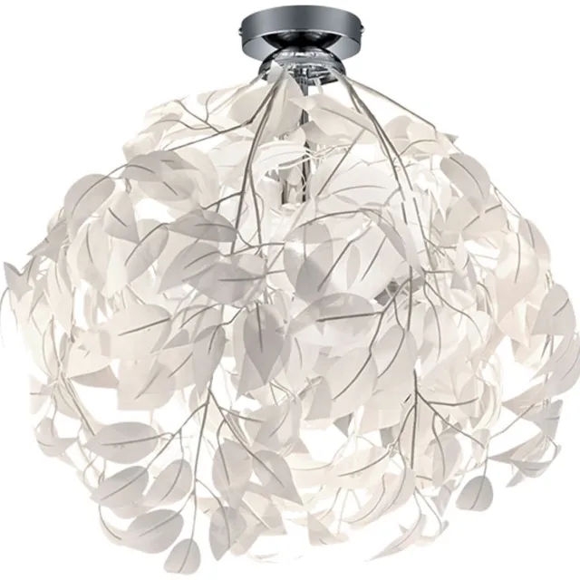 RL Plafondlamp woonkamerlamp plafondlamp eetkamerlamp bloesem design slaapkamerlamp, metaal kunststof chroom wit, 1x E27, H 58 cm zilver