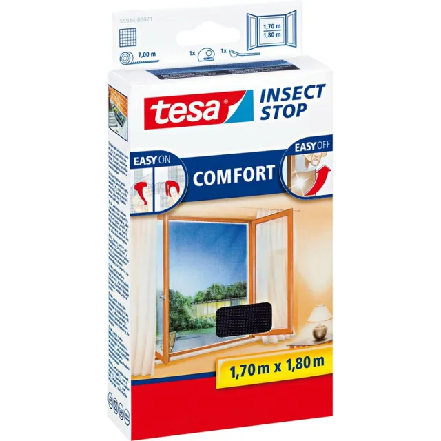 Tesa Inzethor - Vliegenhor/Raamhor - Zwart - 1,7x1,8m - 2 Stuks