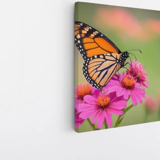 Saammp Canvas Schilderij - Kleurrijke vlinder - Natuur - Dieren - 20x20 - Foto op canvas - Wanddecoratie - Muurdecoratie Woonkamer - Slaapkamer decoratie - Canvas Print Multicolor