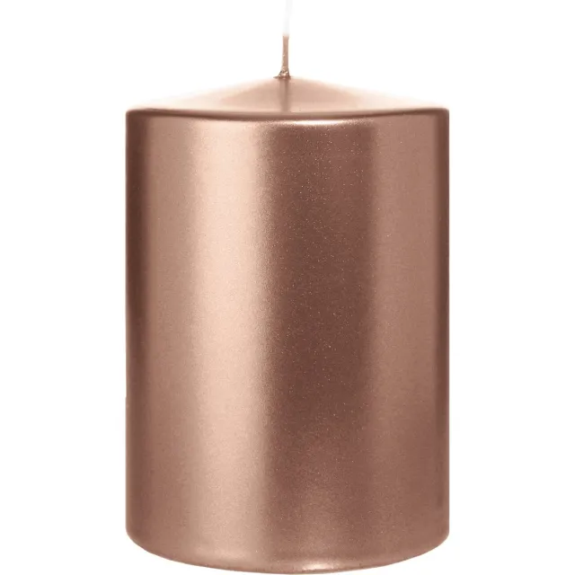 Wiedemann Cilinderkaars/stompkaars groot - metallic rosé goud - 15 x 10 cm - 113 branduren - zuilkaarsen Rose goud