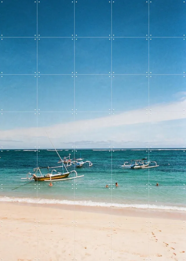 IXXI Nusa Dua, We Like Bali - 100 x 140 cm - Grote wanddecoratie en posters - Fotografie, Kleurrijk, Woonkamer, Slaapkamer, Boten & Schepen Blauw