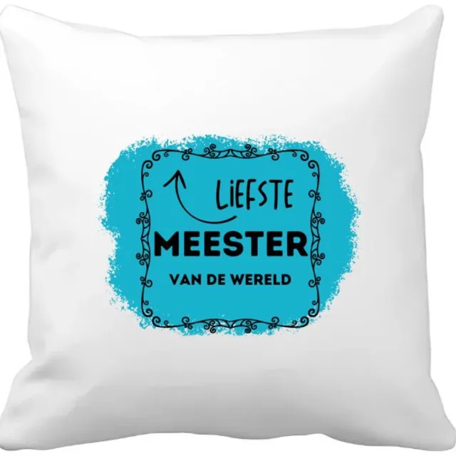 Akyol liefste meester van de wereld Kussen hoes - Meester - de liefste meester - verjaardag - cadeautje voor meester - meester artikelen - kado - geschenk - 40 bij 40 cm Multicolor