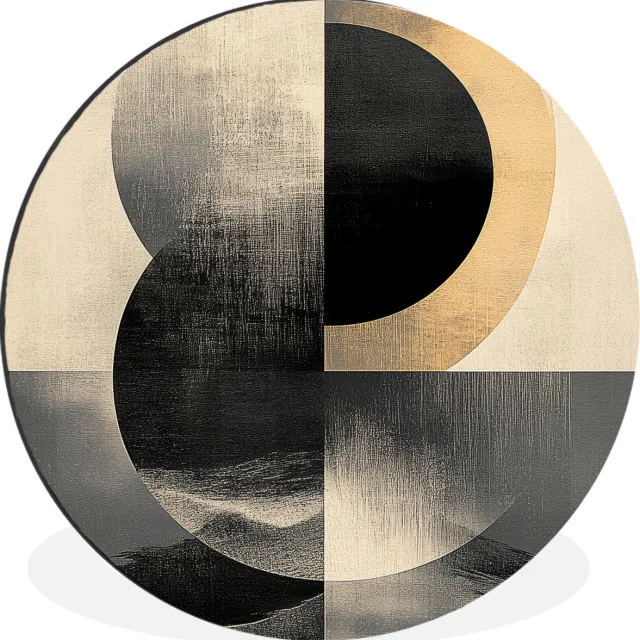 WallCircle Wandcirkel - Muurcirkel - Cirkels - Schaduw - Abstract - Aluminium - Dibond - 90x90 cm - Binnen en Buiten
