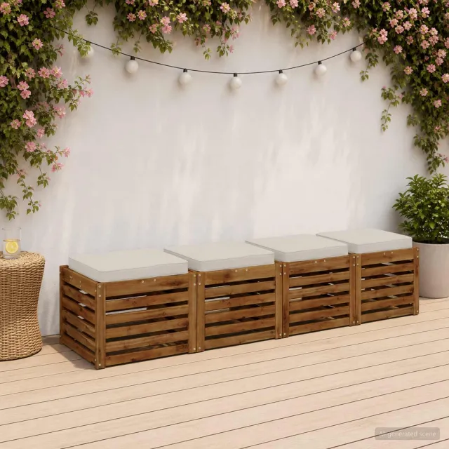 vidaXL 4-Piece Zitkussens VUGHT 4 st 100% Polyester Wit 45 x 45 x 5 cm