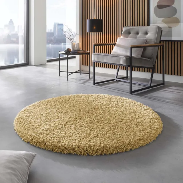 Rond hoogpolig vloerkleed - Shaggy Prime goud 160