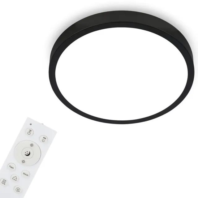 B.K.Licht Briloner - LED plafondlamp RGBW, dimbaar, kleurrijke lichtkleuren, neutraal wit, opbouwlamp, afstandsbediening, nachtlicht, timer, geheugenfunctie , zwart, Ø38cm
