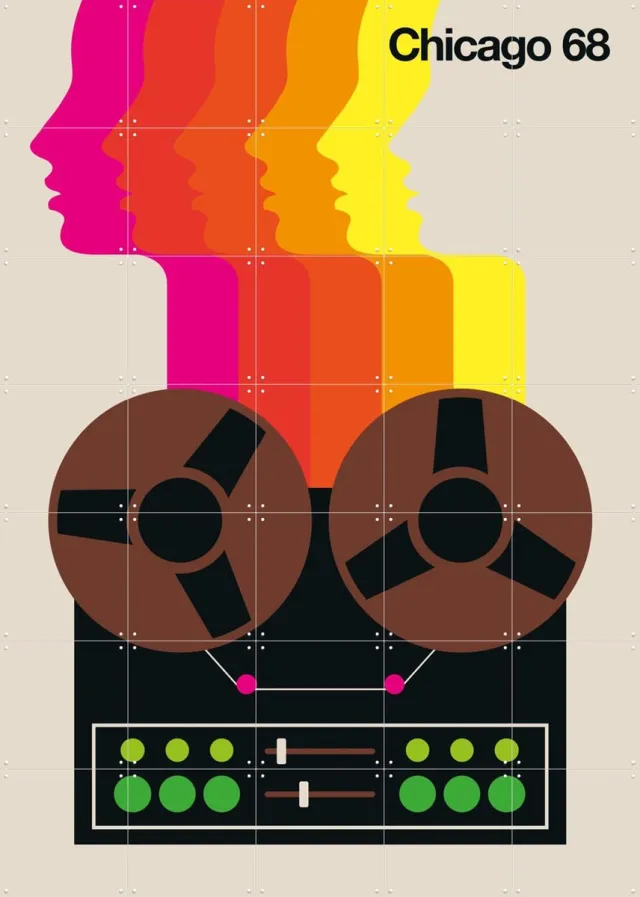 IXXI Chicago 68, Bo Lundberg - 100 x 140 cm - Grote wanddecoratie en posters - Illustraties, Grafisch Ontwerp, Geometrische Kunst, Pop art Roze