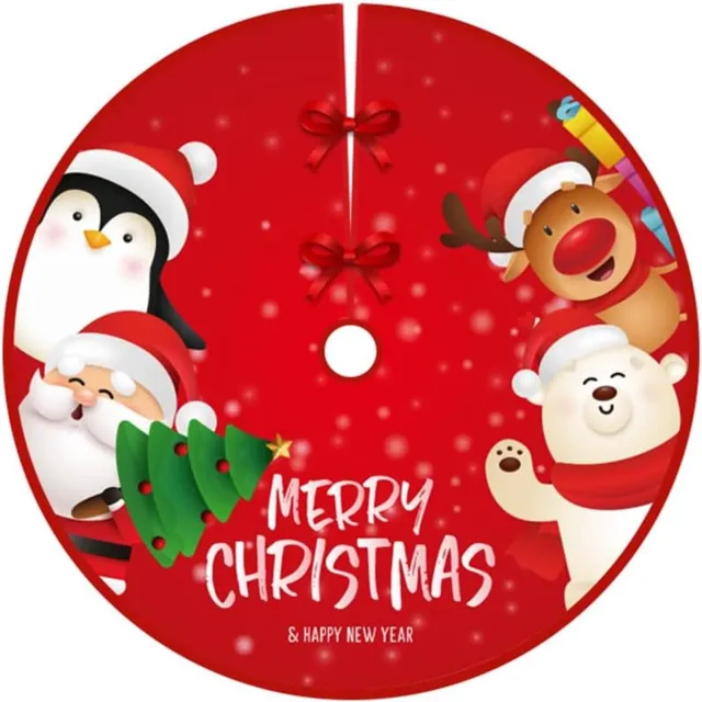 SNQ Kerstboomrok – 90 cm – Merry Christmas Sneeuwvlokken en Kerstboom Patroon – Voor Feest en Thuisdecoratie – Geschikt voor Binnen Feestelijke kerstkleuren