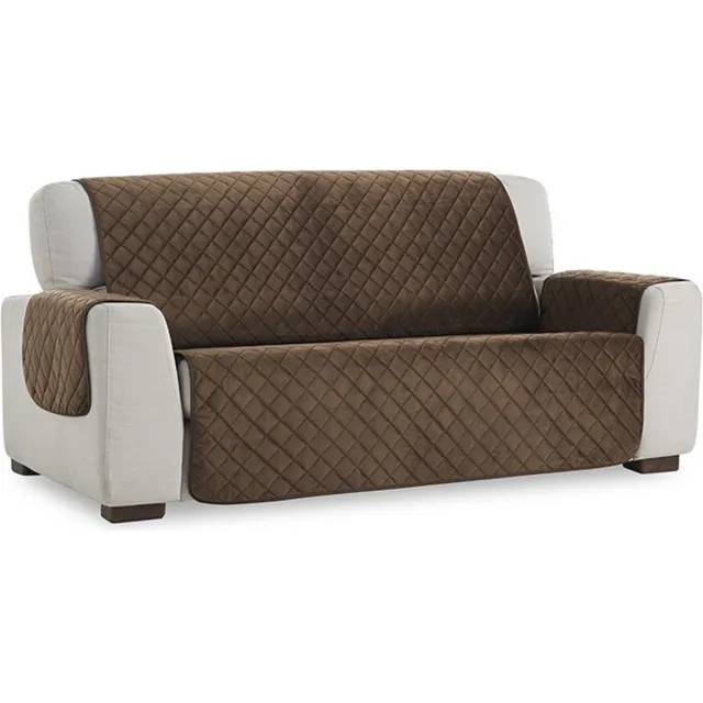 Belmarti Velvet Quilt - Bankbeschermer - 200cm breed - Bruin - Soft Touch - Anti-slip onderkant