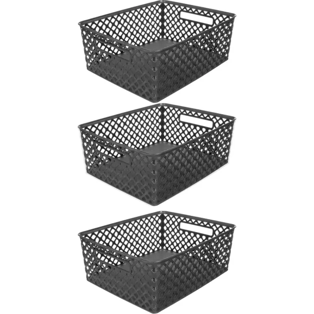 5Five® 5Five Opbergmand/box van kunststof - 3x - zwart - 29 x 35 x 13 cm - 11 liter