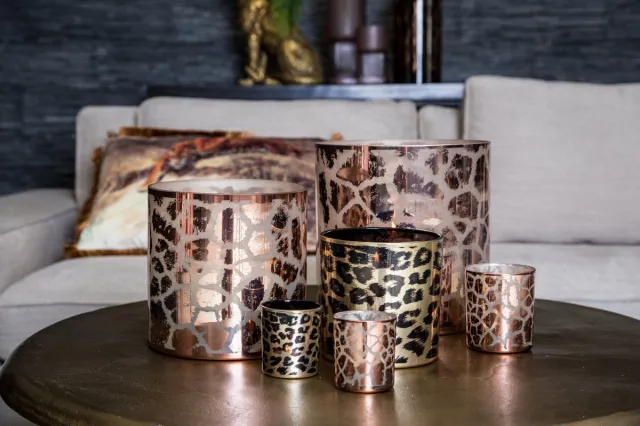 PTMD Desiree Windlicht Giraffe - H20 x Ø20 cm - Glas - Goud