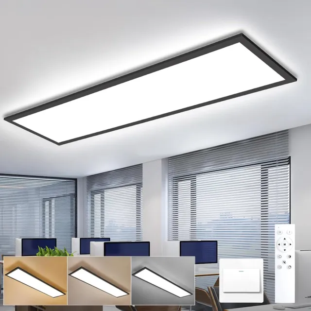 Oraymin LED Plafondlamp 100x25cm - 30W Dimbaar - Met Afstandsbediening - Zwart