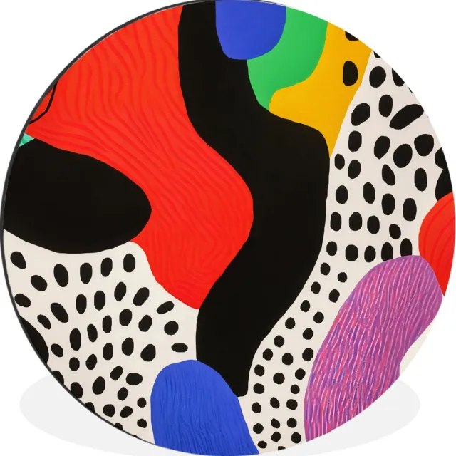 WallCircle Wandcirkel - Muurcirkel - Abstract - Vormen - Kleuren - Stippen - Aluminium - Dibond - 90x90 cm - Binnen en Buiten