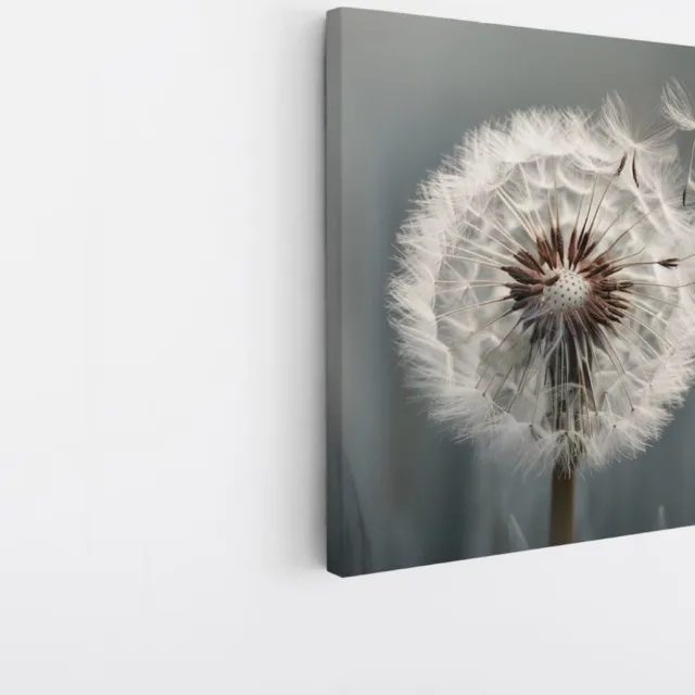 Saammp Canvas Schilderij - Abstracte Paardenbloem in Wind - Natuur - Abstract - 40x40 - Foto op canvas - Wanddecoratie - Muurdecoratie Woonkamer - Kantoor Decoratie Multicolor