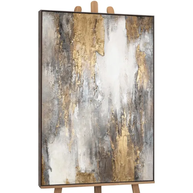 YS Canvas schilderij groot handgeschilderd zachte tijdstroom abstract meditatief – YS-Art Gallery – Rustgevende wanddecoratie voor woonkamer – Modern schilderij voor slaapkamer Grey