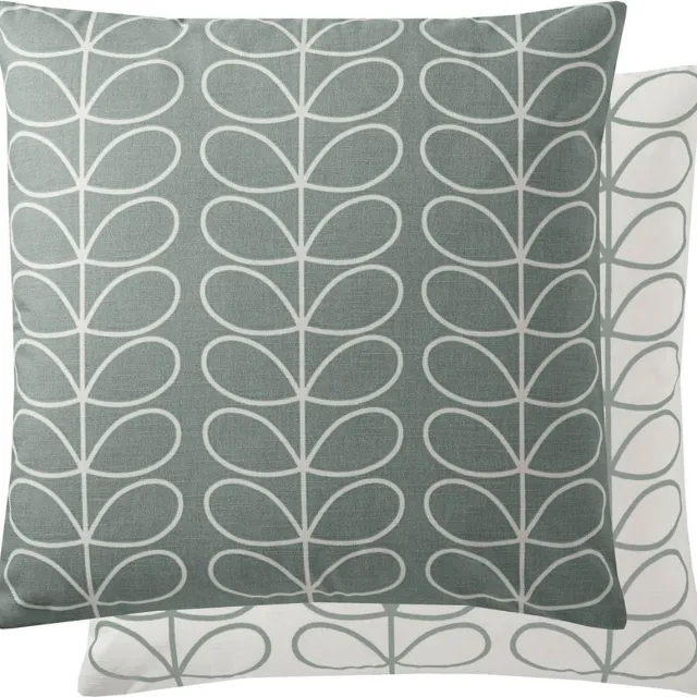 Orla Kiely Small Linear Stem Duck Egg sierkussen - grijs - 50x50 cm Zeegroen