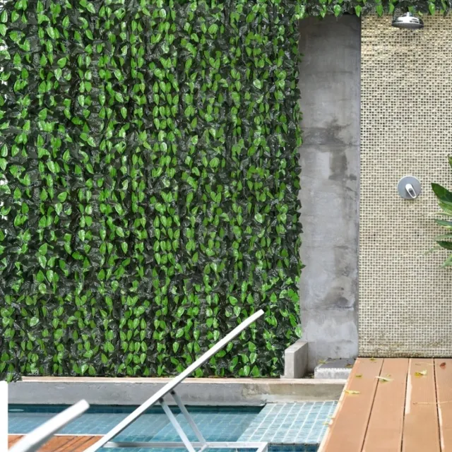 REDOM Kunstplant kunsthaag - Realistisch blad - Privacy scherm - Eenvoudig te snijden - Voor buiten - Kunststof - Donkergroen - 300 x 100 cm Green