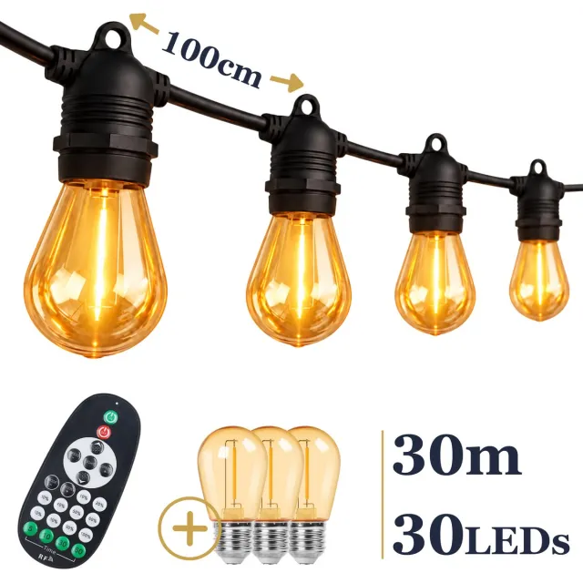 Odaily S14 Amber Lichtsnoer 30m - 30 LEDs - IP65 Waterdicht - Extra Warm Wit Licht - Dimbaar - Premium Kwaliteit