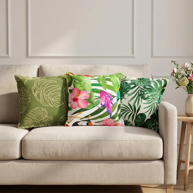 vidaXL Plaid kussen 6 st HOUTEN Bladontwerp 35 x 35 cm Polyester Groen