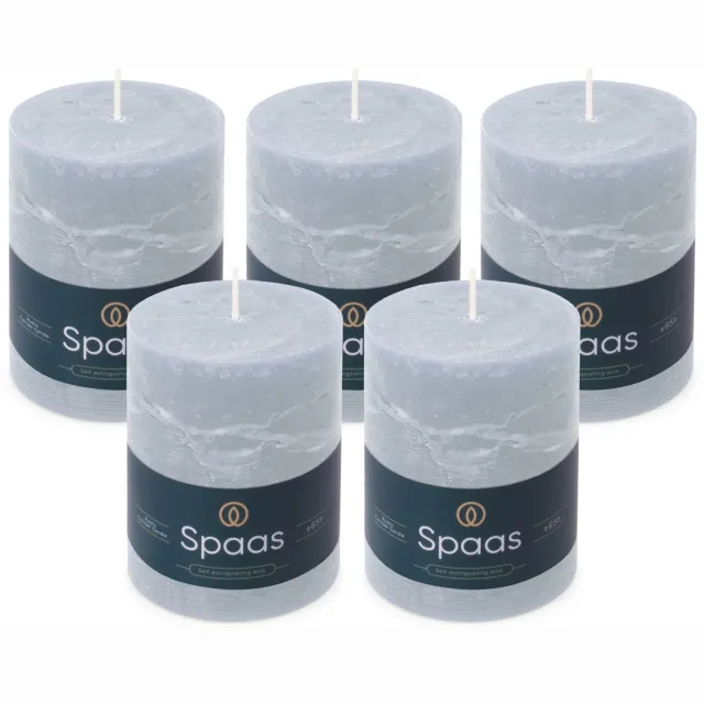 SPAAS Rustieke Stompkaarsen - Lichtblauw - 80/110mm - circa 65 uur - 5 kaarsen
