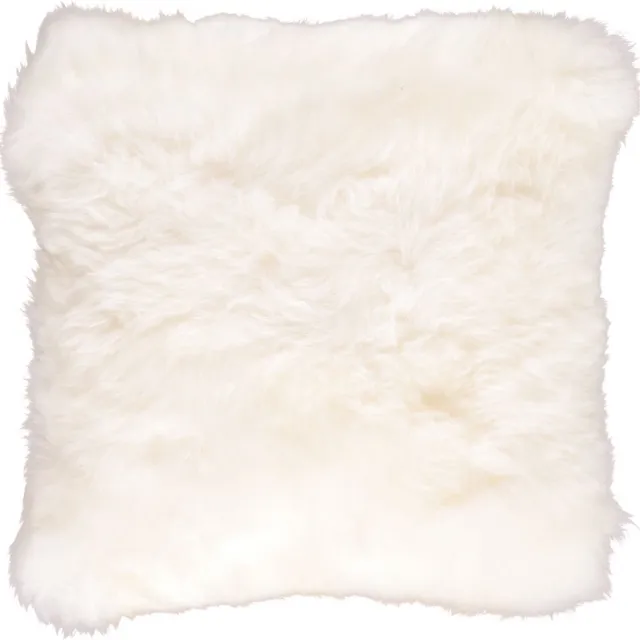 Sheepskin House Langharig Schapenvacht Kussen - 50x50 cm Ivory