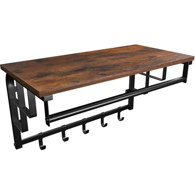 Azuru Wandkapstok met 5 haken - Metaal - Hout - Zwart - Bruin Vintage Bruin