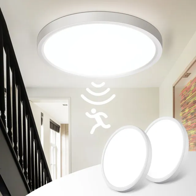 Oraymin 2-Pack LED Plafondlamp met Bewegingssensor 18W - Radar Sensor - 4000K - Ø23cm - Ultradun Wit