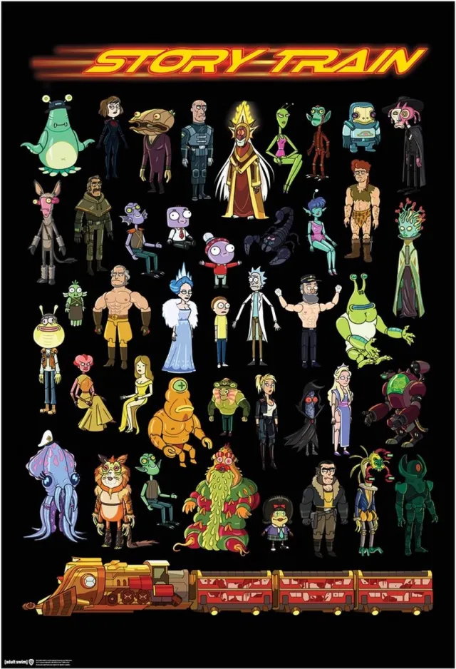 Rick & Morty Rick And Morty Story Train-poster, meerkleurig Multicolor