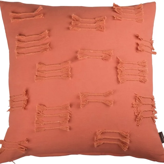Linen & More Uneven Ruffle Dark Peach Kussen | 45 X 45 | Sierkussen Voor Woonkamer Of Slaapkamer zie beschrijving