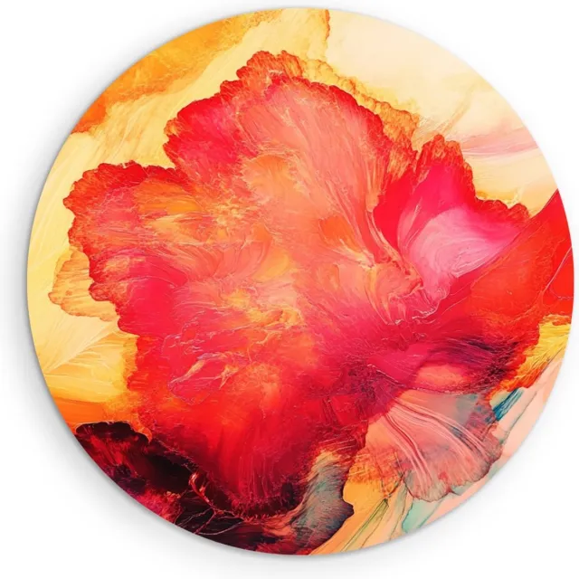 Saammp Forex Muurcirkel - Rood Geel - Abstract kunstwerk - Ø 50 - Wandcirkel - Wanddecoratie Cirkel - Muurdecoratie Woonkamer - Slaapkamer decoratie - Rond Schilderij