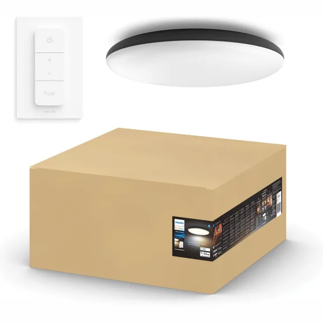 Philips Hue Cher plafondlamp - warm tot koelwit licht - zwart - 1 dimmer switch
