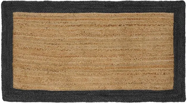 vidaXL Gebied - Tapijt - Donkergrijs - en - natuurlijk - 100 - x - 200 - cm - Jute Donkergrijs en Natuurlijk