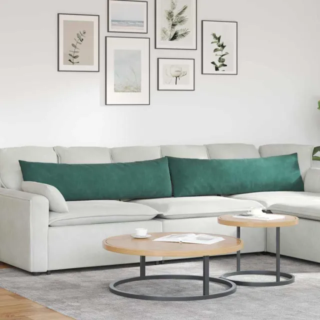 vidaXL Sofa Kussens 2 st fluweel Donkergroen 145 x 40 cm