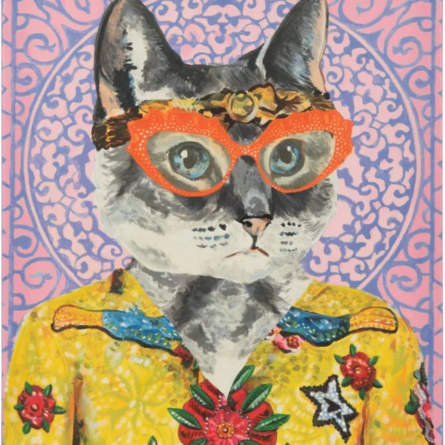 J-Line wanddecoratie Kat Popart - canvas - mix - small multi