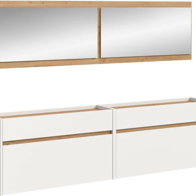Furnilux Garderobecombinatie met 2 Ladekasten en 2 Spiegels - Ruimte voor Orde en Stijl - 192x220x32cm Bruin