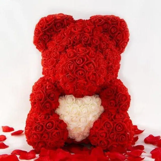 Omidbikes XL Rose bear in luxe geschenkverpakking - Rosebear - Vaderdag - MOEDERDAG - Rozenbeer - Roosbeer - Teddybear Rozen - Roos - Liefde - Bloemen - rood 40 cm