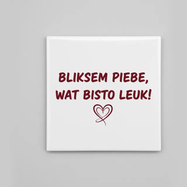 Nevolis Friese Compliment Tegel 15×15 cm – “Bliksem piebe, wat bisto leuk!” – Schattig Keramisch Cadeau & Woondecoratie Multi Color