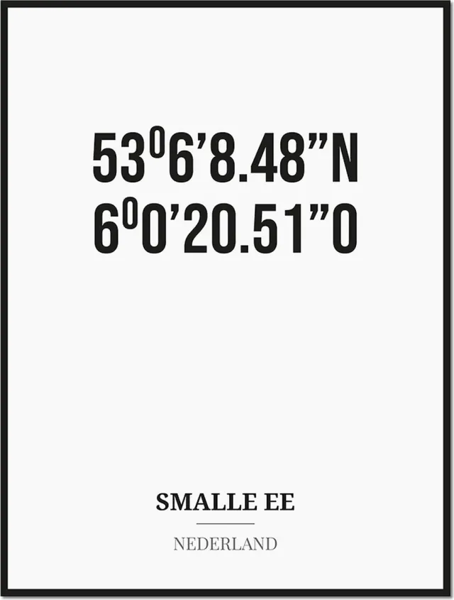 Studio216 Poster/kaart SMALLE EE met coördinaten zwart, wit